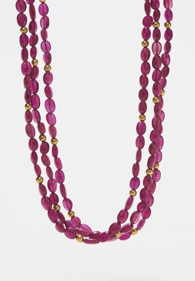 Greig Porter 18K, Ruby Triple Strand Short Necklace	