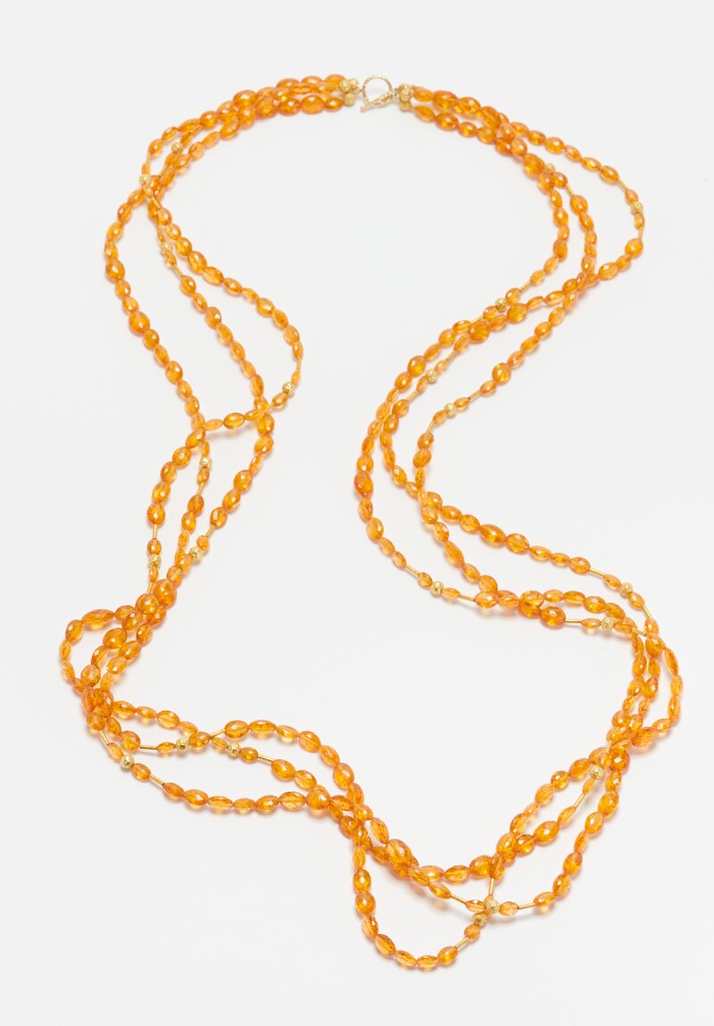 Greig Porter 18K, Mandarin Garnet 3-Strand Long Necklace