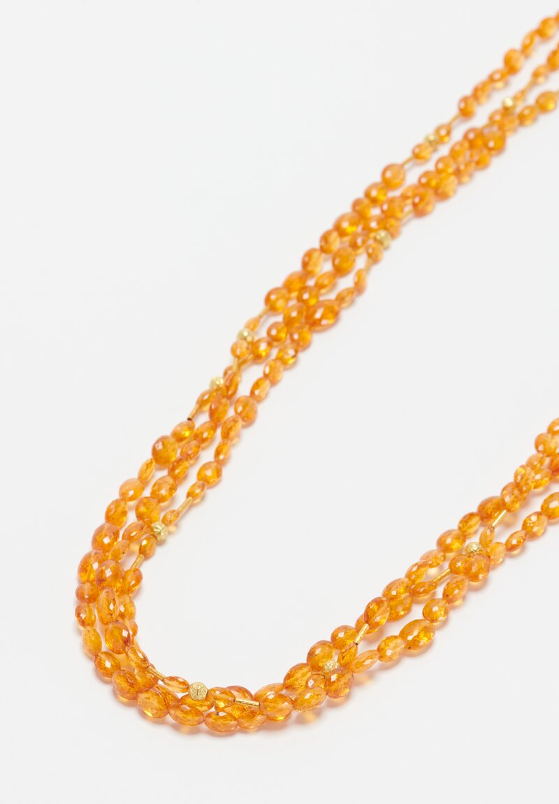 Greig Porter 18K, Mandarin Garnet 3-Strand Long Necklace