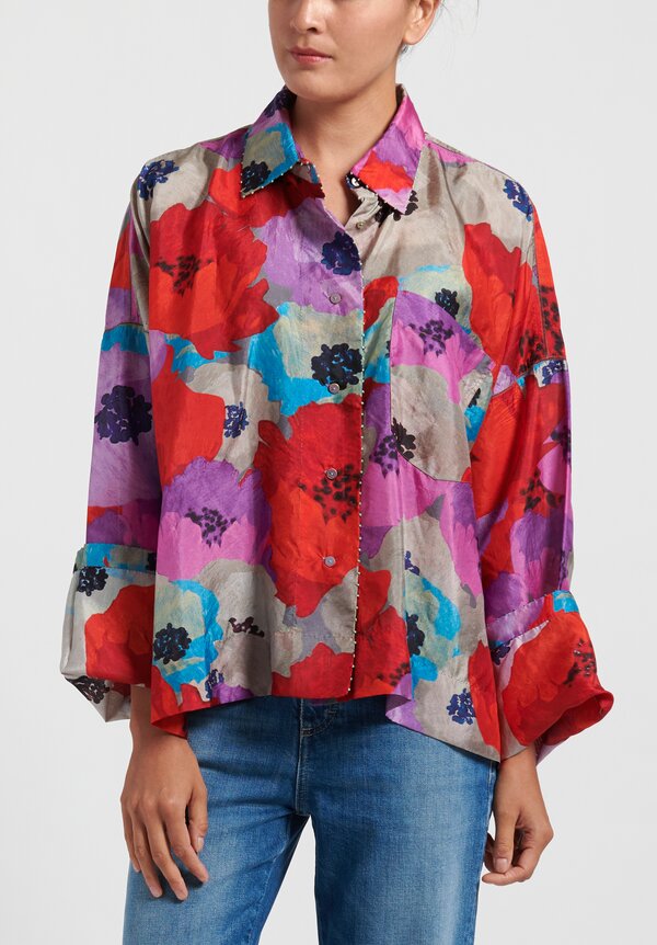 Pero Silk Oversize Floral Shirt	