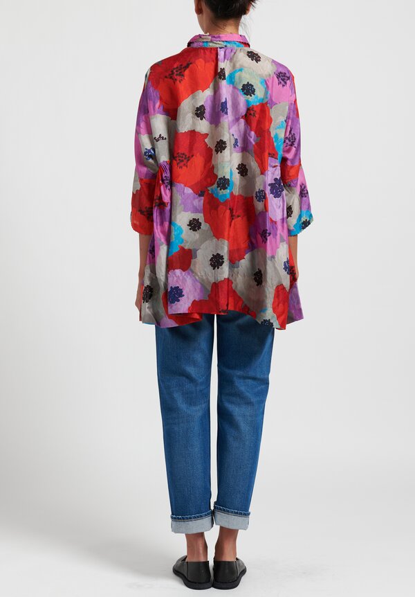 Péro Floral Gathered Blouse in Red/ Purple | Santa Fe Dry Goods ...