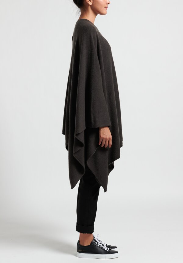 Frenckenberger Cashmere Airplane Poncho in Black Olive	