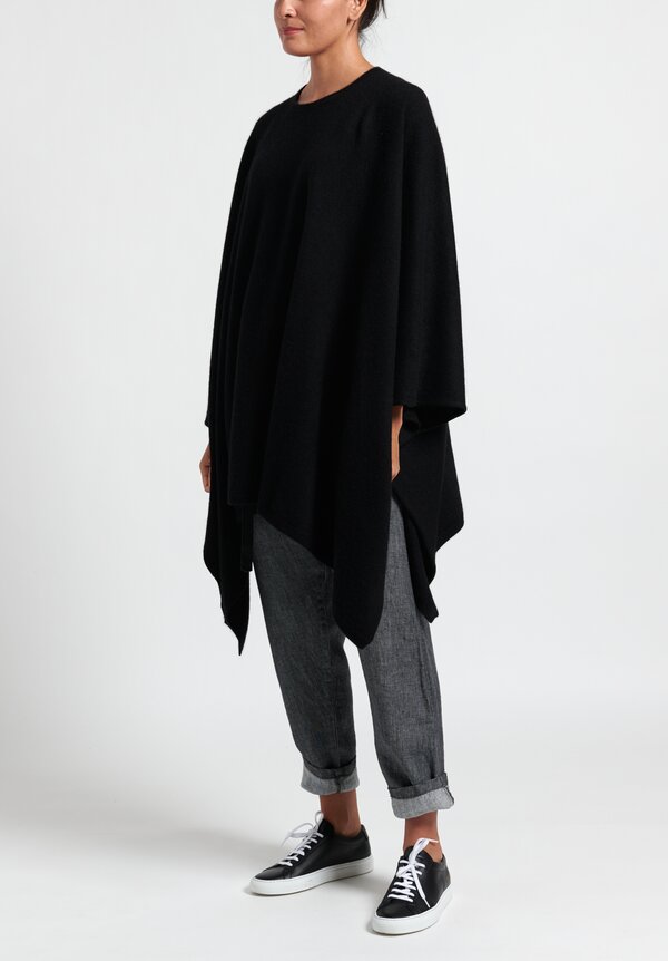 Frenckenberger Cashmere Airplane Poncho in Black	