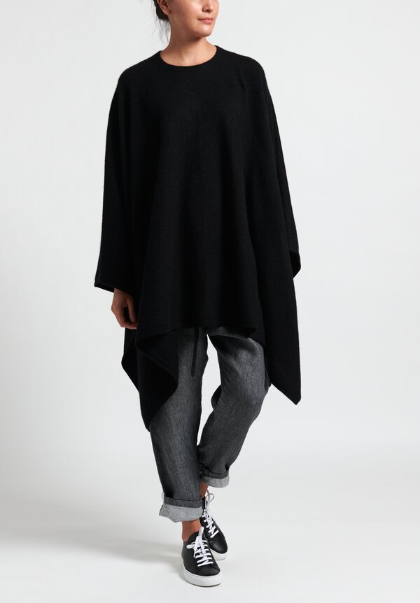 Frenckenberger Cashmere Airplane Poncho in Black	