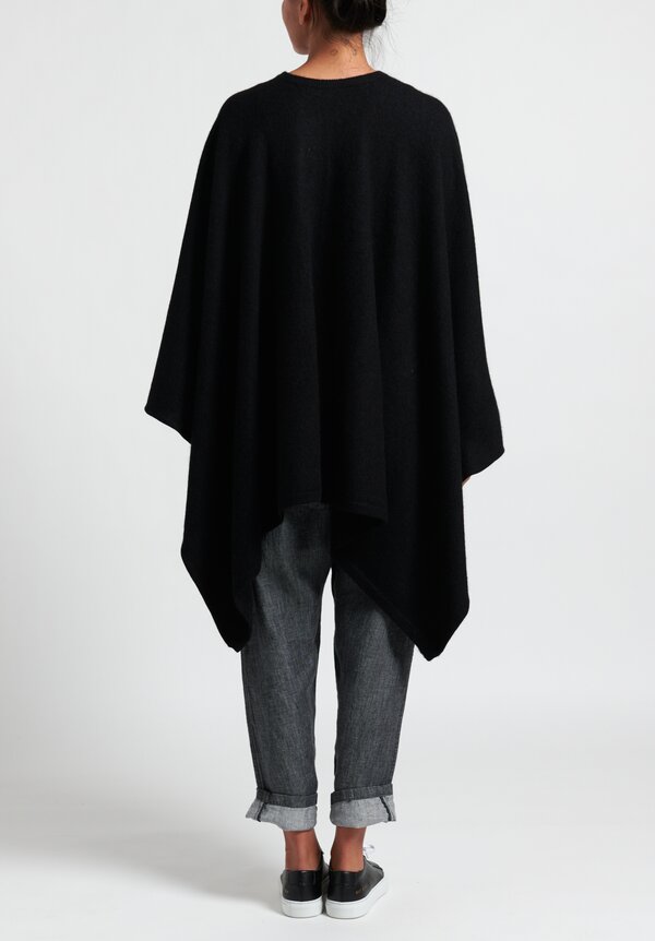 Frenckenberger Cashmere Airplane Poncho in Black	