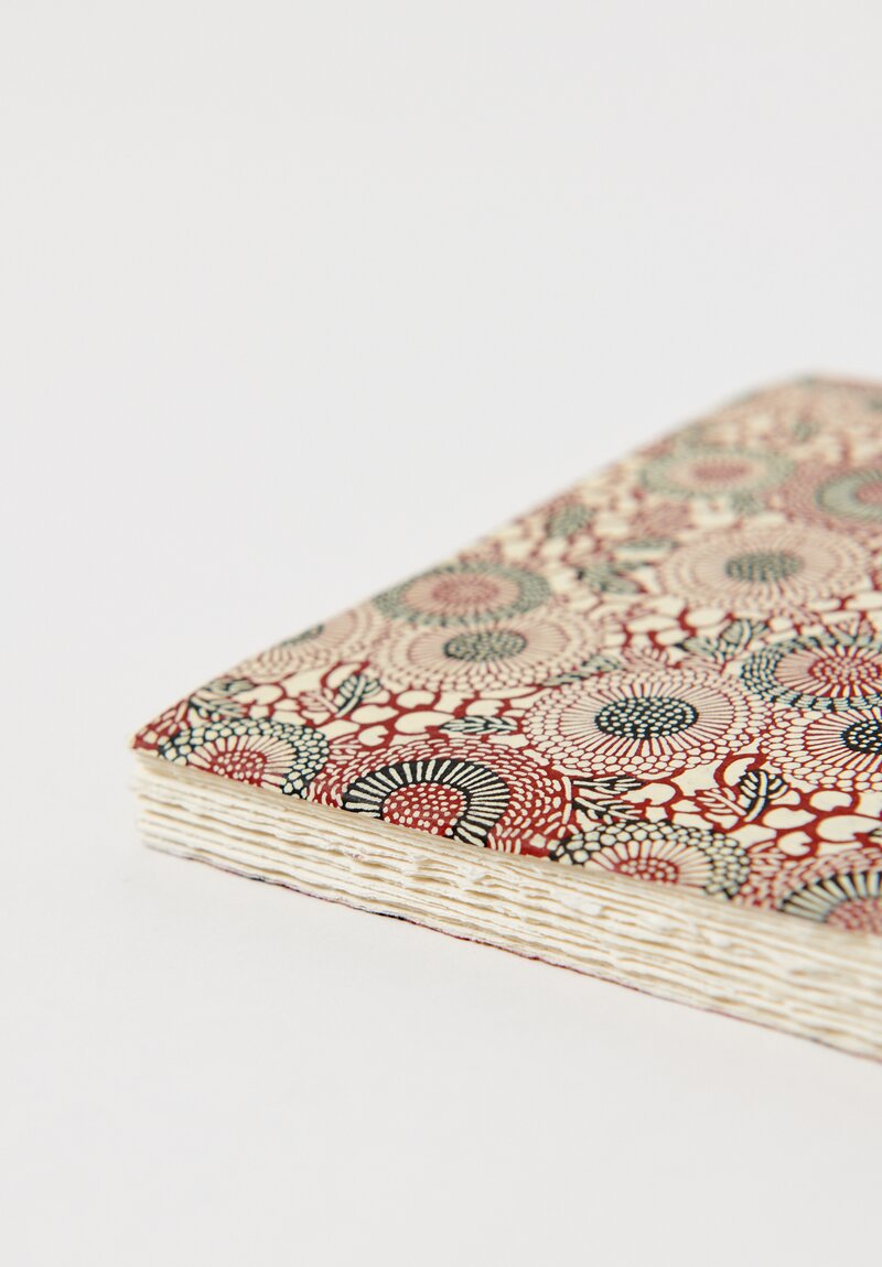 Elam Handprinted Japanese Chiyogami Paper Notebook in Burgundy Chrysanthemum	