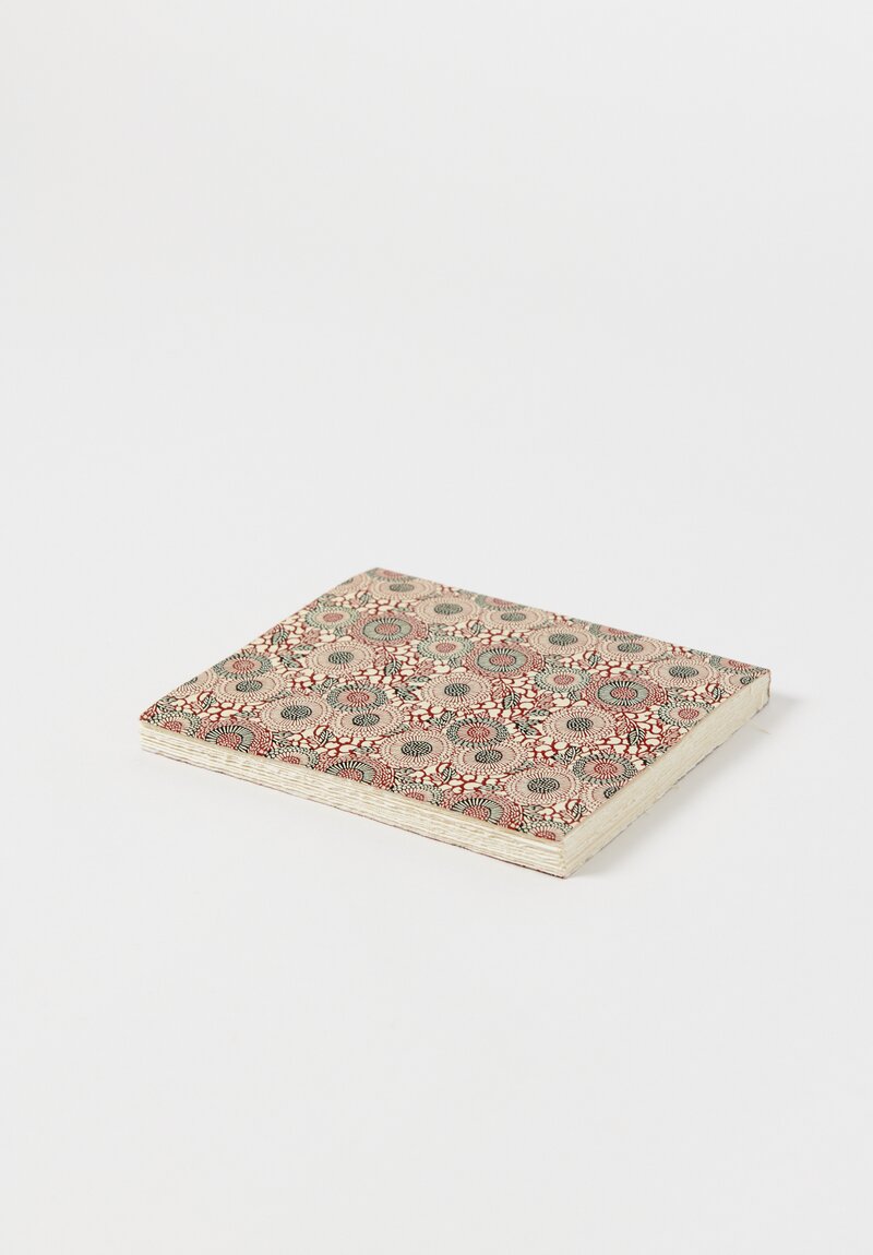 Elam Handprinted Japanese Chiyogami Paper Notebook in Burgundy Chrysanthemum	