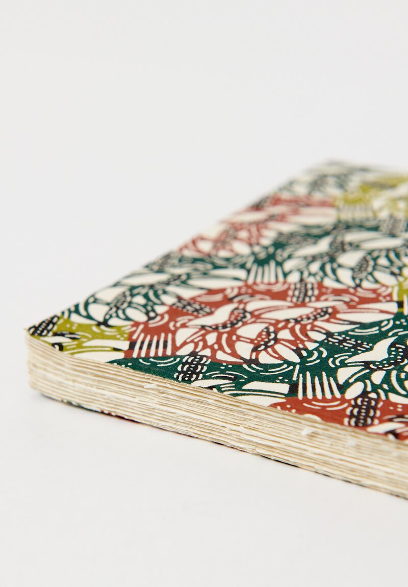 Elam Handprinted Japanese Chiyogami Paper Notebook in Green Fossiles	