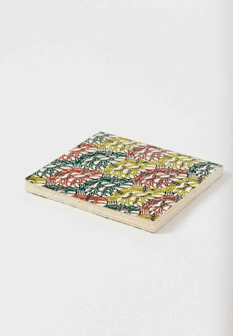 Elam Handprinted Japanese Chiyogami Paper Notebook in Green Fossiles	