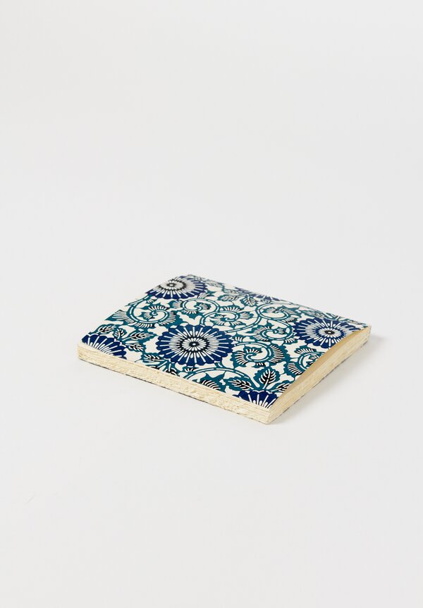 Elam Handprinted Japanese Chiyogami Paper Notebook Grand Blue Flowers	
