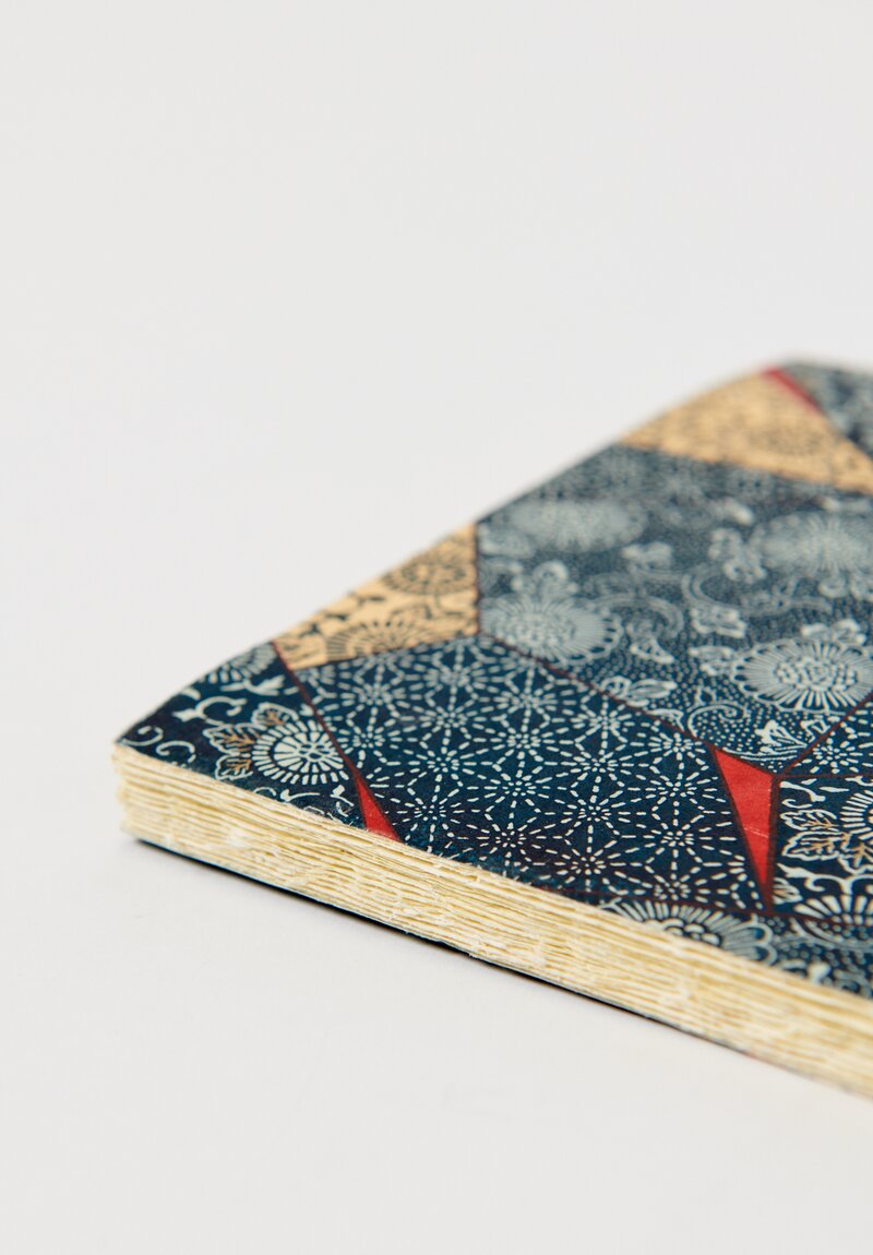 Elam Handprinted Japanese Chiyogami Paper Notebook in Blue Tiles	