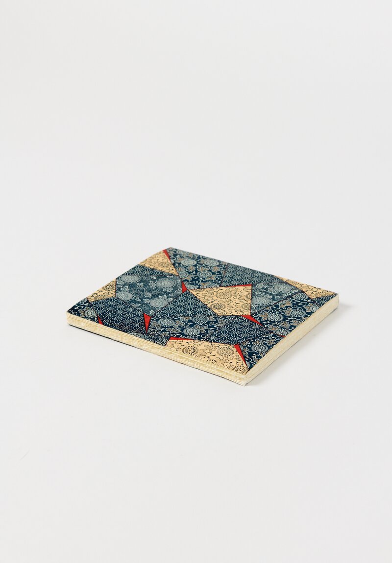 Elam Handprinted Japanese Chiyogami Paper Notebook in Blue Tiles	