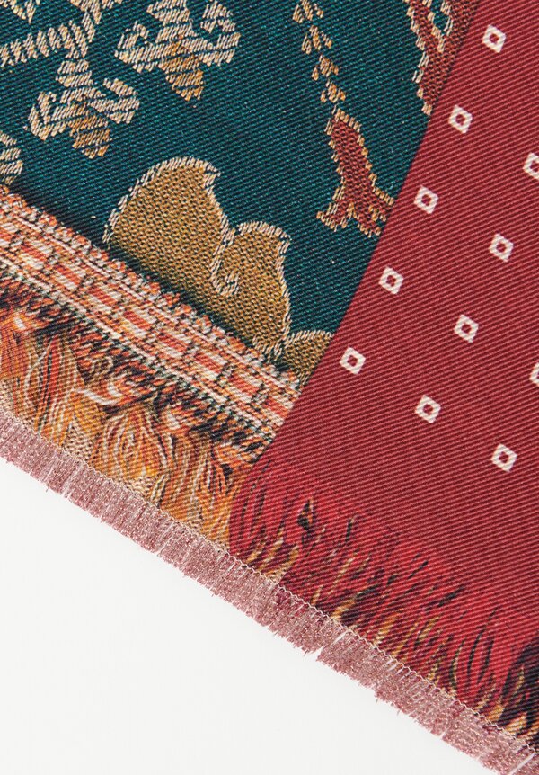 Pierre-Louis Mascia Fancy Fringe Scarf in Natural/ Maroon	