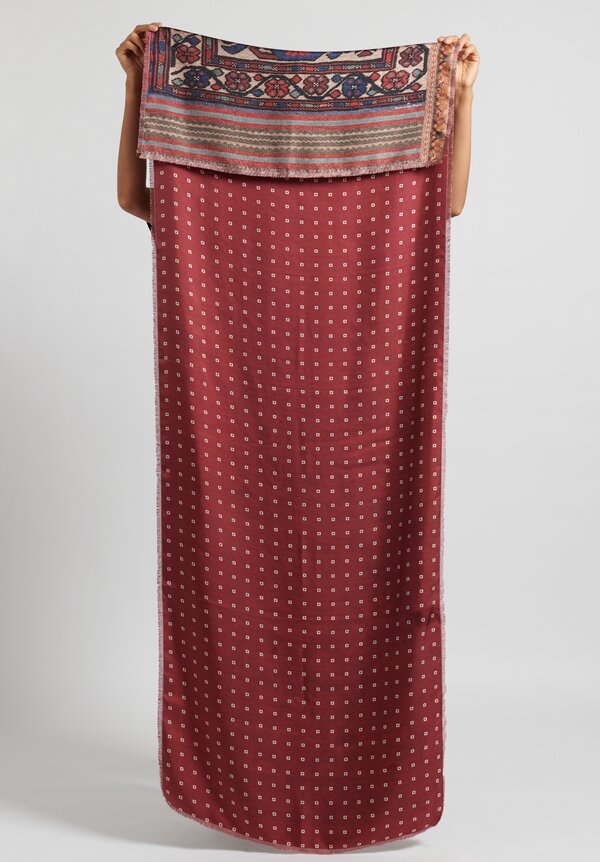 Pierre-Louis Mascia Fancy Fringe Scarf in Natural/ Maroon	