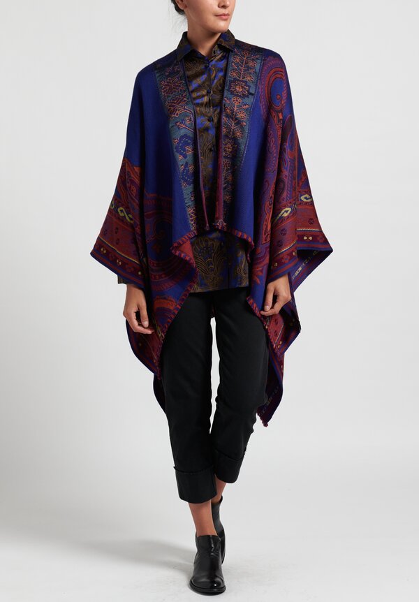 Etro Paisley Cape in Royal Blue	