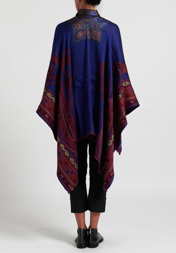 Etro Paisley Cape in Royal Blue	