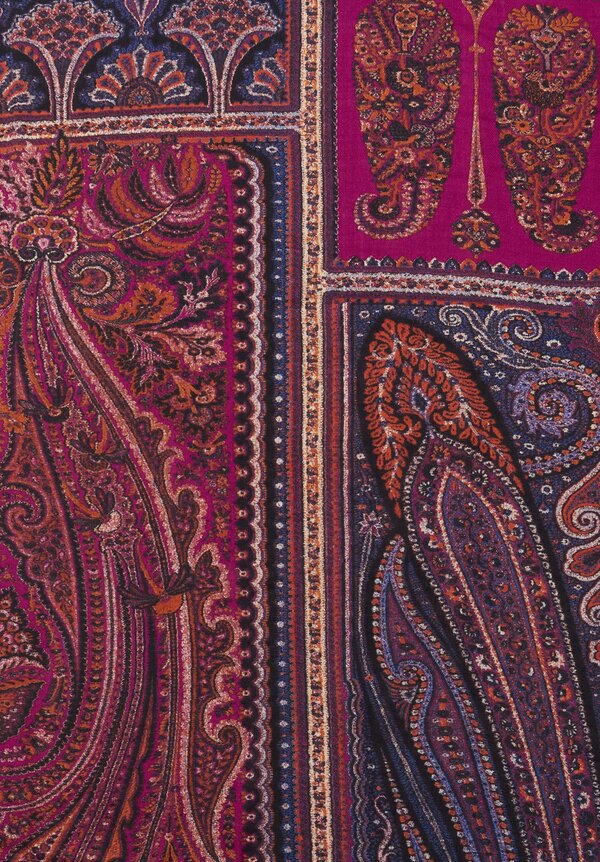 Etro Wool/ Silk Lightweight Tile Scarf in Purple