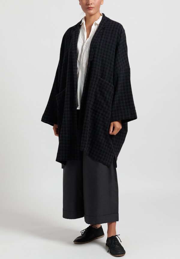 Daniela Gregis Cashmere Checkered Jeans Coat in Navy/ Anthracite ...