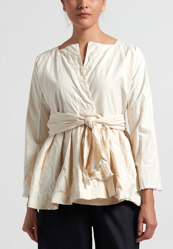 Daniela Gregis Washed Cotton Long Sleeve Wisteria Jacket in Cream	