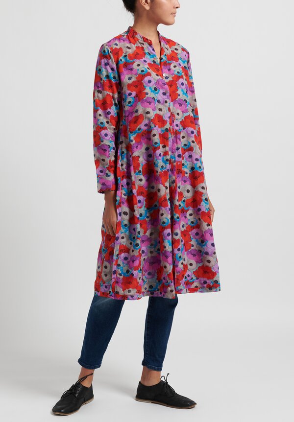 Pero Side Slit Tunic in Red/ Purple Floral	