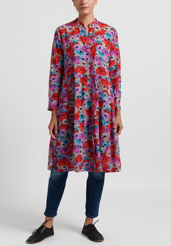 Pero Side Slit Tunic in Red/ Purple Floral	