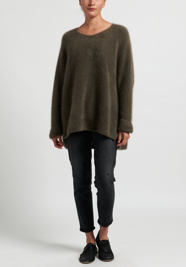 Rundholz Raccoon Fur Knitted Tunic in Grey
