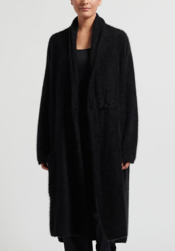 Rundholz Raccoon Fur Knitted Coat in Black