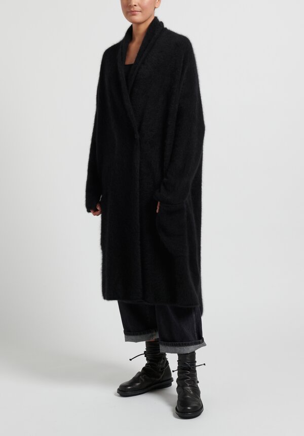 Rundholz Raccoon Fur Knitted Coat in Black