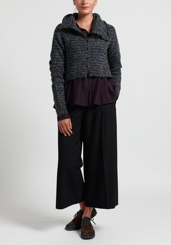 Rundholz Black Label Cropped Cardigan with Long Neck in Original Print	
