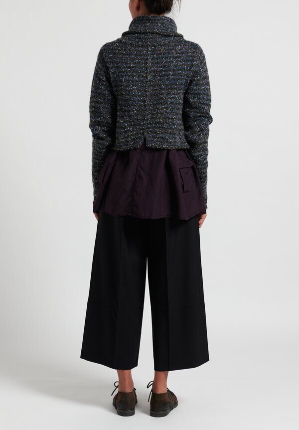 Rundholz Black Label Cropped Cardigan with Long Neck in Original Print	