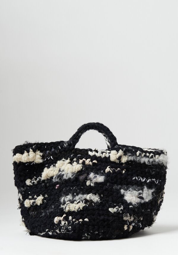 Daniela Gregis Medium Hand Crocheted Bag in Black and White	