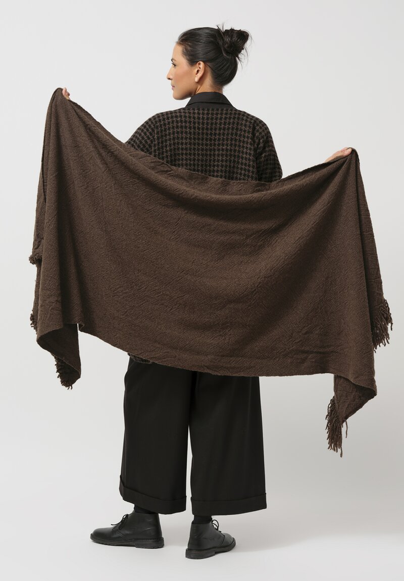 Daniela Gregis Washed Cashmere Snow Shawl in Dark Brown	