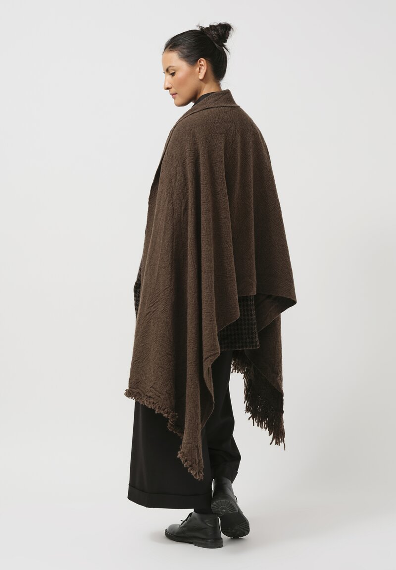 Daniela Gregis Washed Cashmere Snow Shawl in Dark Brown	