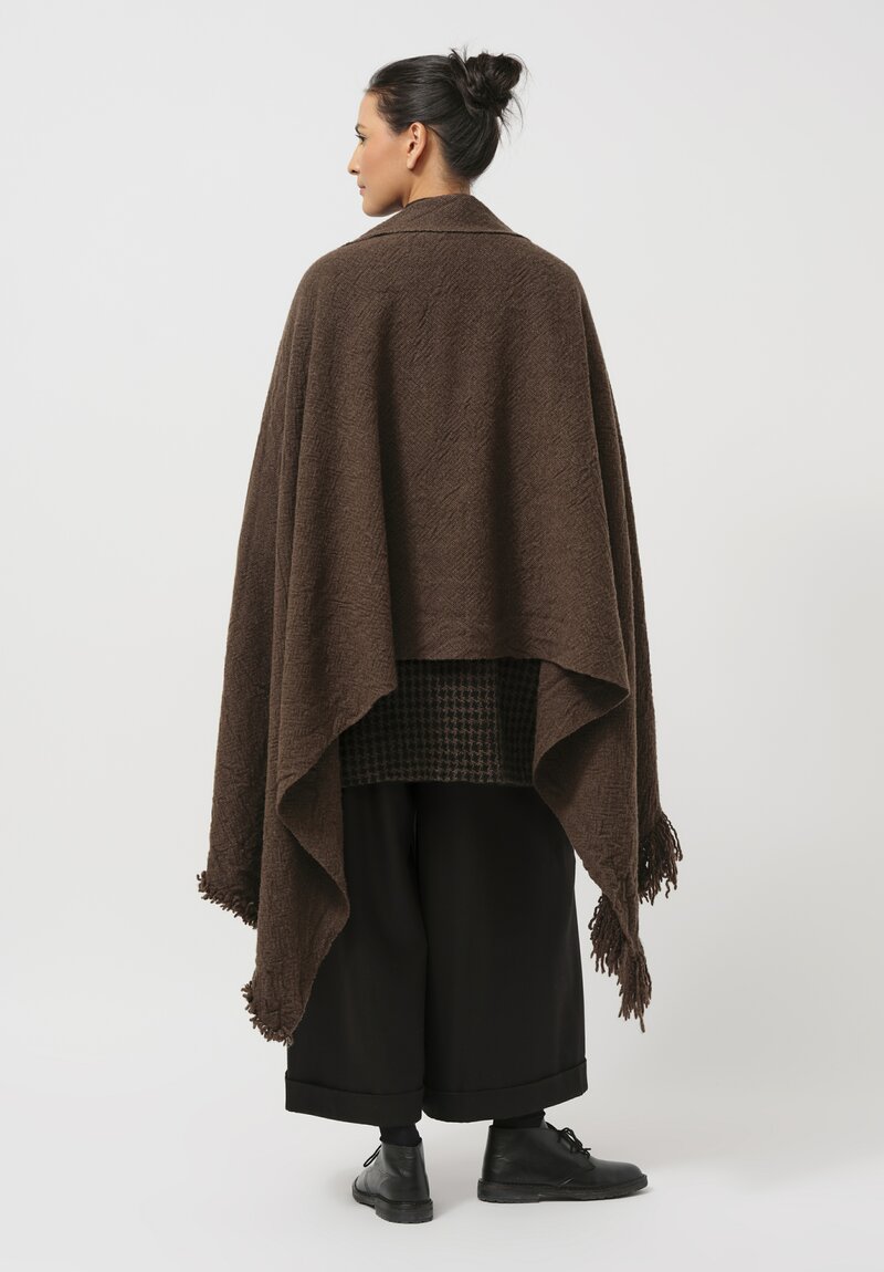 Daniela Gregis Washed Cashmere Snow Shawl in Dark Brown	