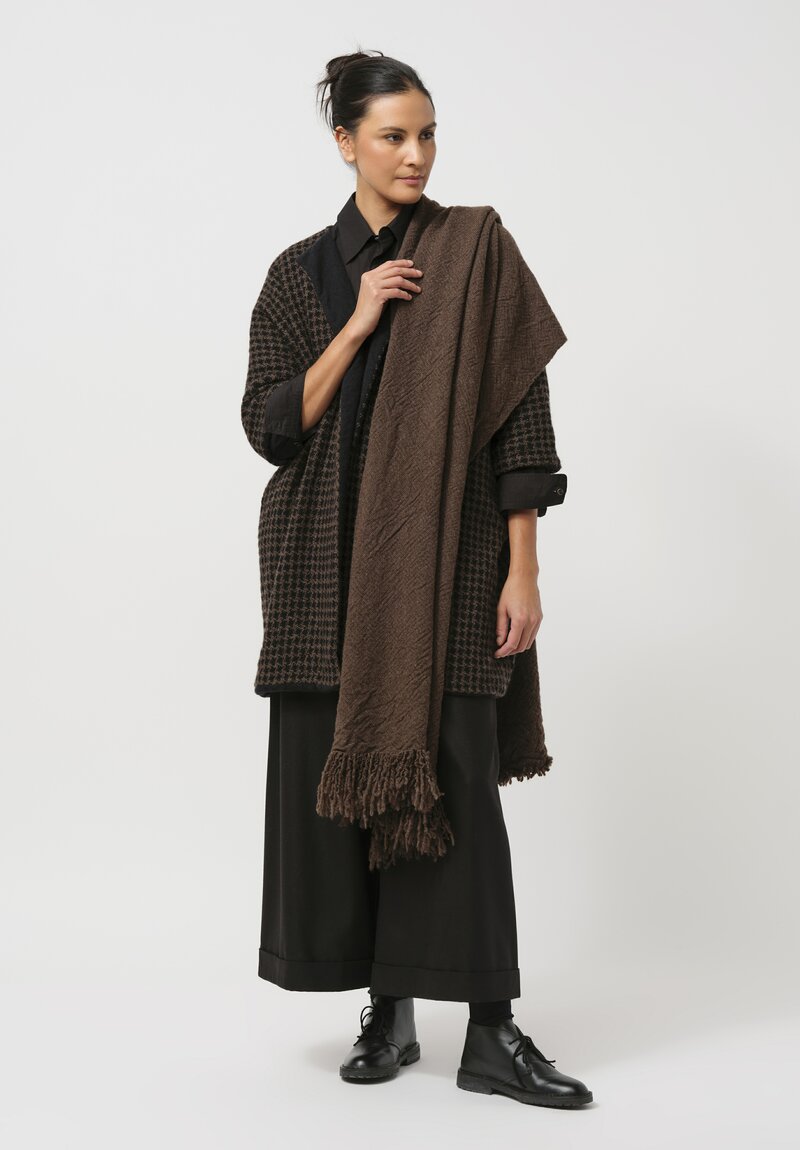 Daniela Gregis Washed Cashmere Snow Shawl in Dark Brown	