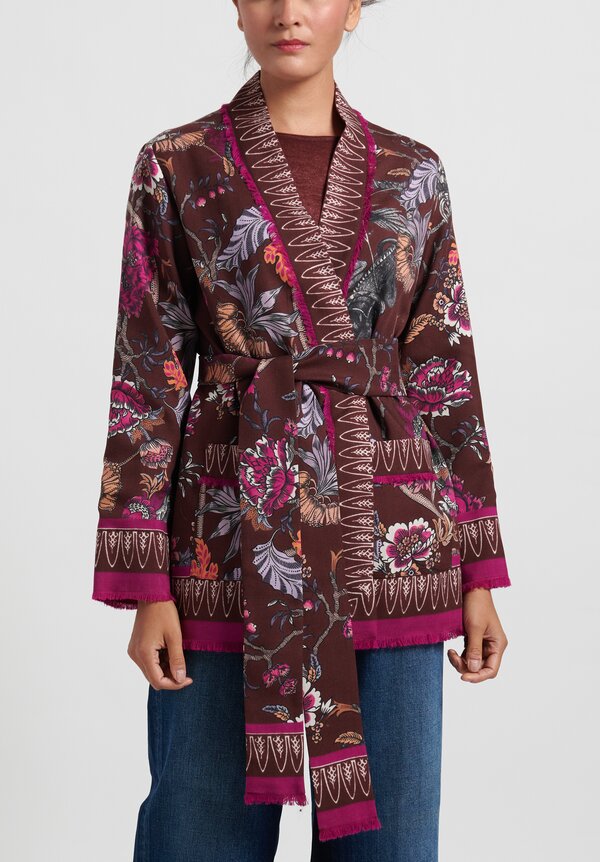 For Restless Sleepers English Flower Kimono Jacket	 in Brown