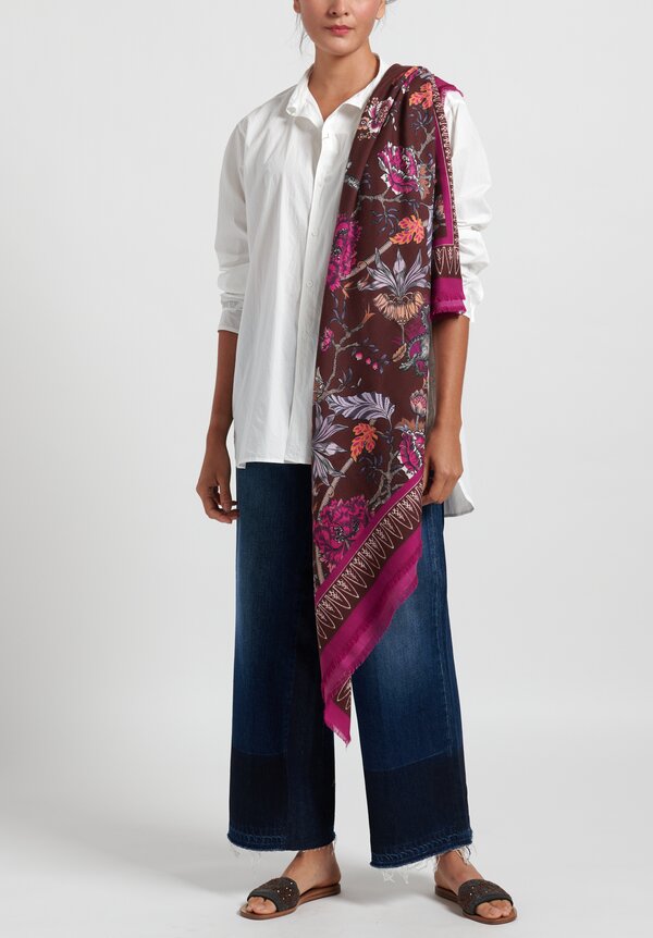 For Restless Sleepers Floral Scarf Brown/ Fuchsia	