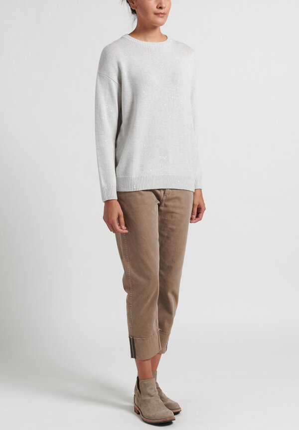 Brunello Cucinelli Cashmere/ Silk Crewneck Sequin Sweater	
