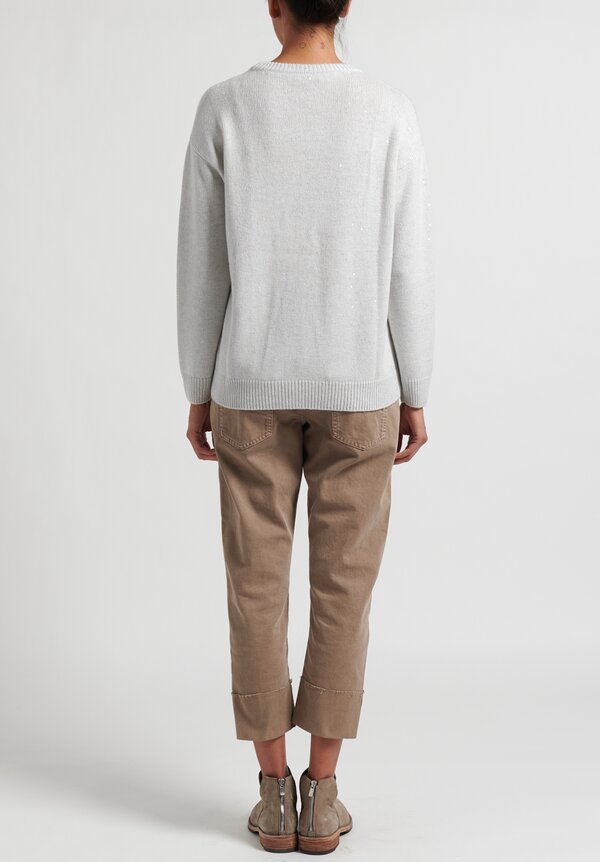 Brunello Cucinelli Cashmere/ Silk Crewneck Sequin Sweater	