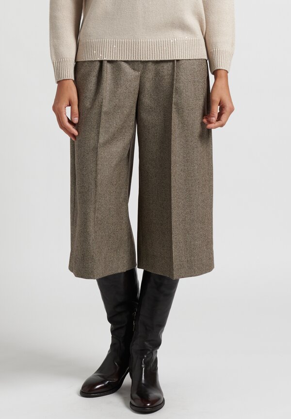 Brunello Cucinelli Cropped Wide Leg Pants in Taupe	