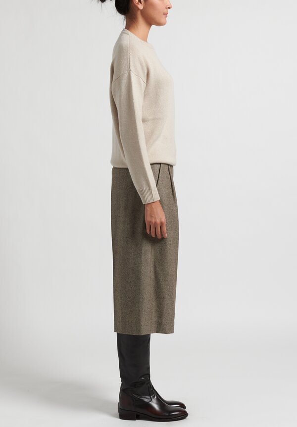 Brunello Cucinelli Cropped Wide Leg Pants in Taupe	