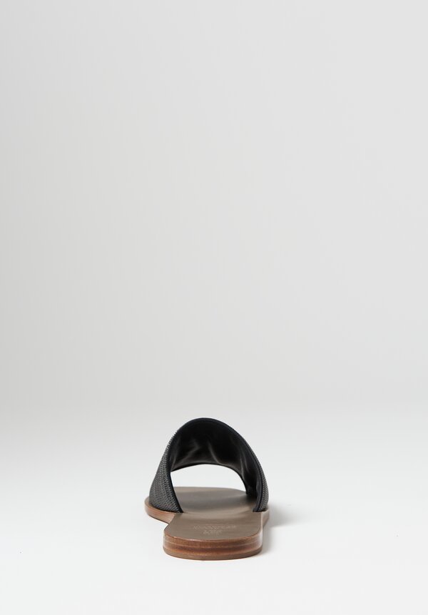 Brunello Cucinelli Monili Slide Sandals in Steel	