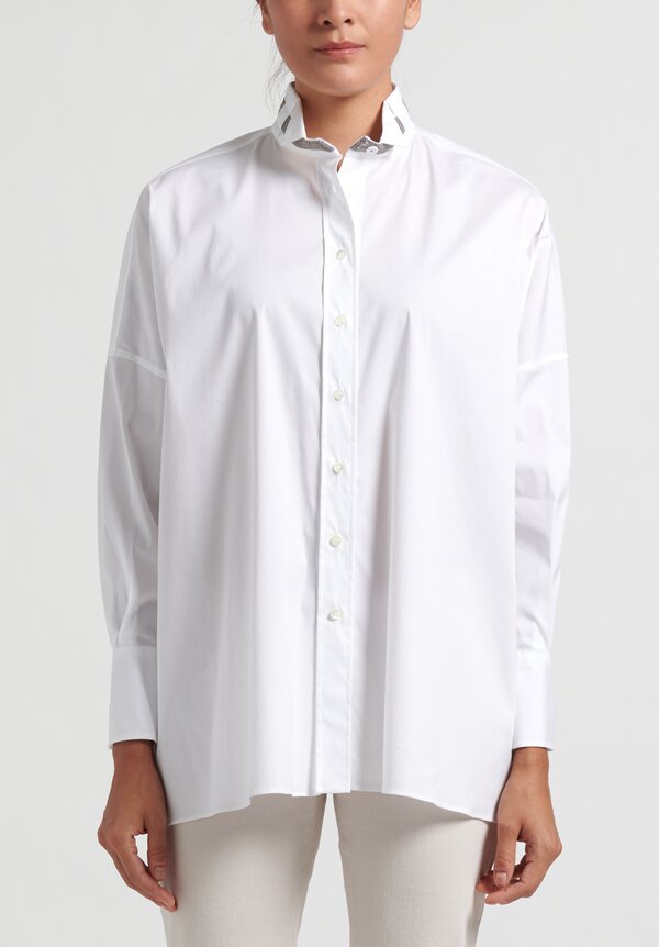 Brunello Cucinelli Monili Button Up Shirt in White	