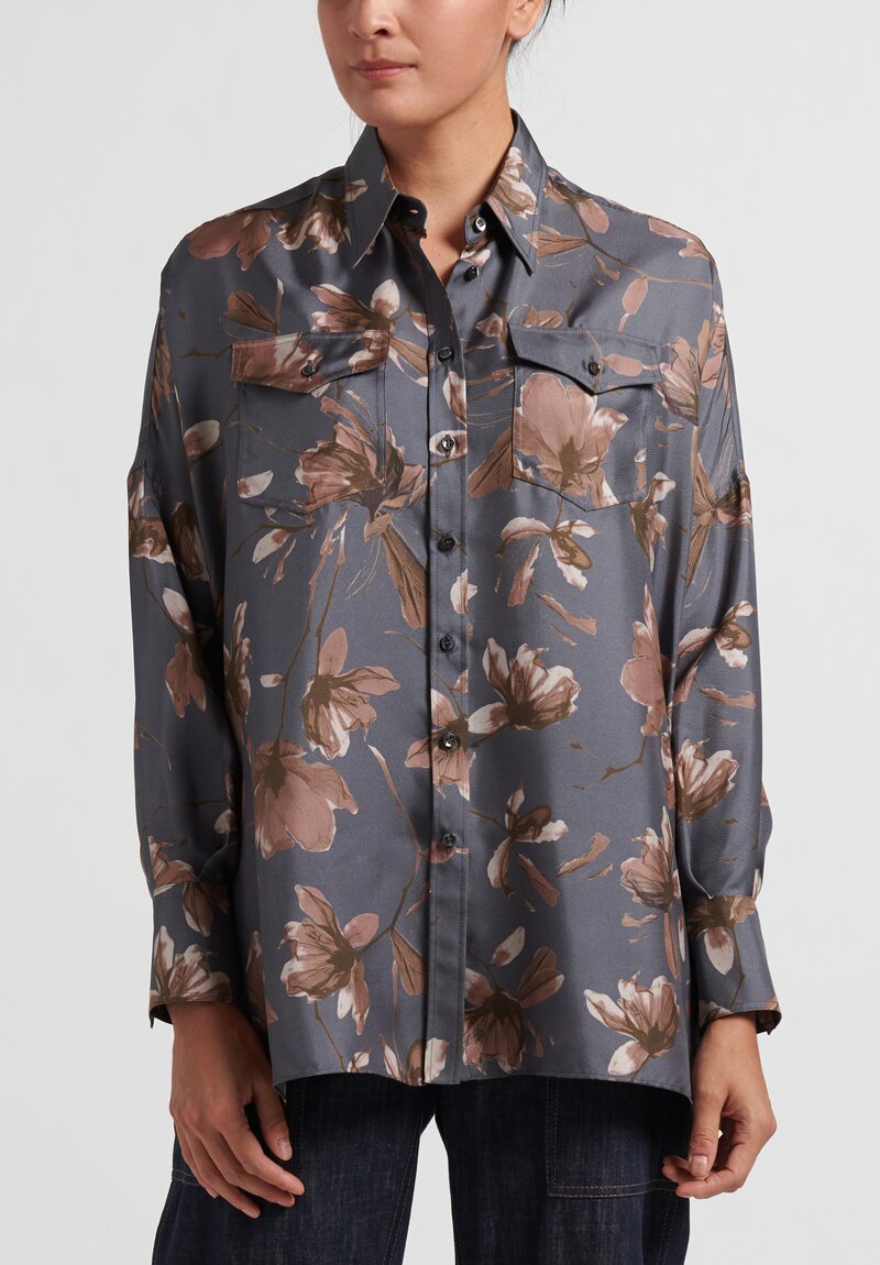 Brunello Cucinelli Floral Printed Silk Shirt	