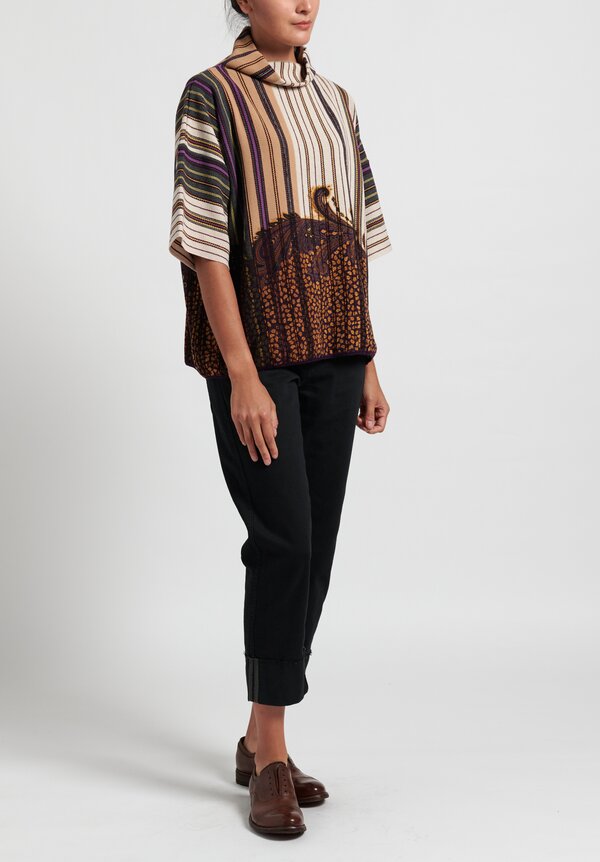 Etro Striped Dolman Sleeve Top in Gold	