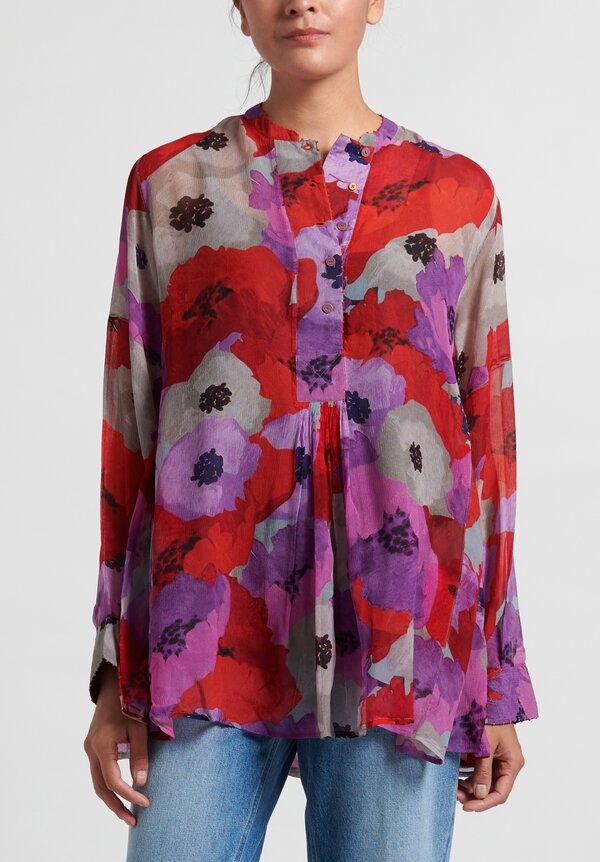 Péro Gathered Detail Blouse in Red/ Purple | Santa Fe Dry Goods ...