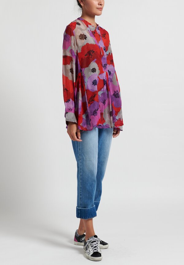 Péro Gathered Detail Blouse in Red/ Purple | Santa Fe Dry Goods ...