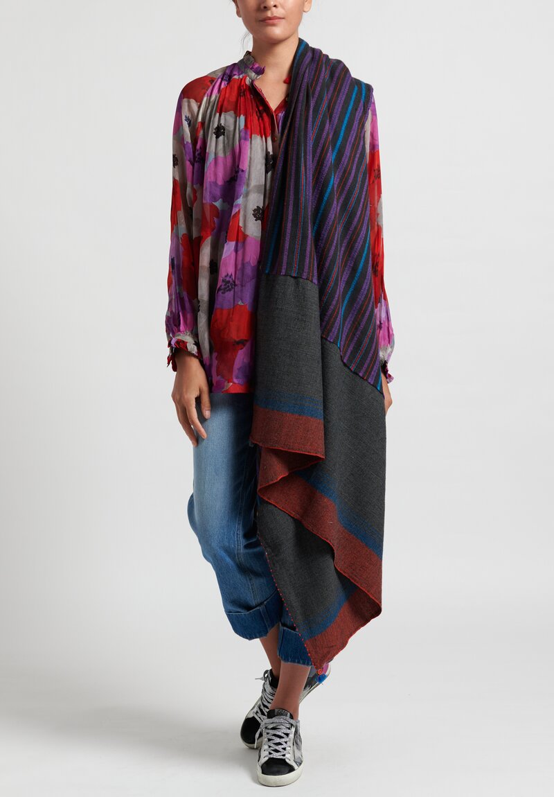 Pero Striped Panel Scarf in Grey	