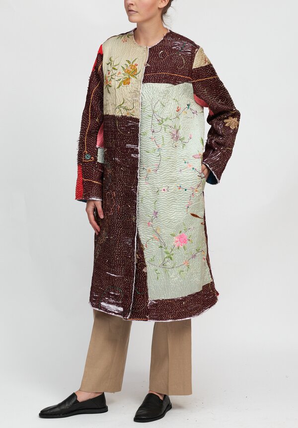 By Walid 19th C. Embroidery Tanita Coat in Maroon