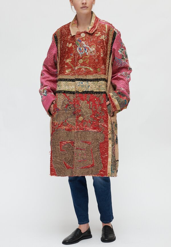 By Walid Chinese Embroidery Wadded Rufus Coat in Rust Multi | Santa Fe ...